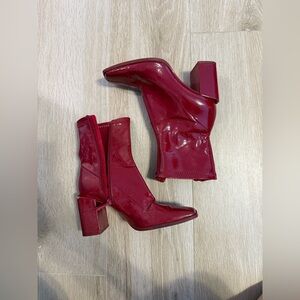 Women's Red Ankle Boots size 38 EU- pre loved - good conditions